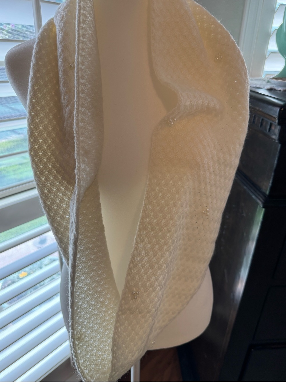 Source Unknown Cream Knit Infinity Scarf with Subtle Sparkle